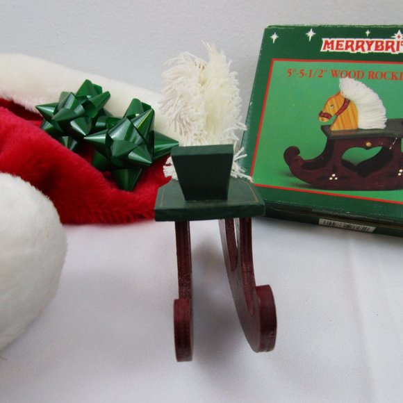 VTG Merry Brite Wood Rocking Horse Christmas Decor - Picture 5 of 11